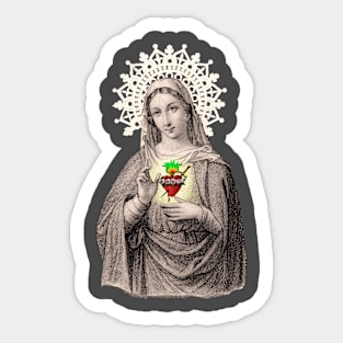 Blessed Virgin Mary Antique Lace Holy Card Sticker